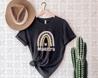 Maestra, Maestra Shirt, Maestra Bilingue, Maestra Siempre, Maestra Gift, Maestra TShirt, Spanish Teacher Shirt, Spanish English Rainbow Tee