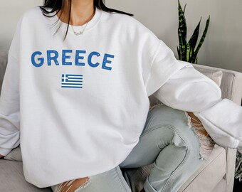 Greece Crewneck Sweatshirt, Greece Travel Sweater, Greece Souvenir, Summer Vacation Shirt, Greek American Gift, Greek Clothing, Yaya Yiayia