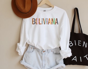 Sudadera Boliviana, Sudadera Bolivia, Suéter de Viaje La Paz Bolivia, Camisa Boliviana, Camisa Bolivia, Crewneck Español, Sudadera Latina