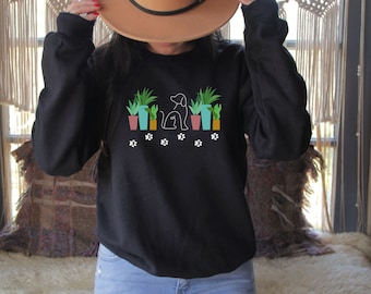 Dogs and Plants Shirt, Gardener Crewneck Sweatshirt, Gift For Dog Mom, Plant Lovers Sweatshirt, Dog Lovers Shirt, Succulent Plants Shirt