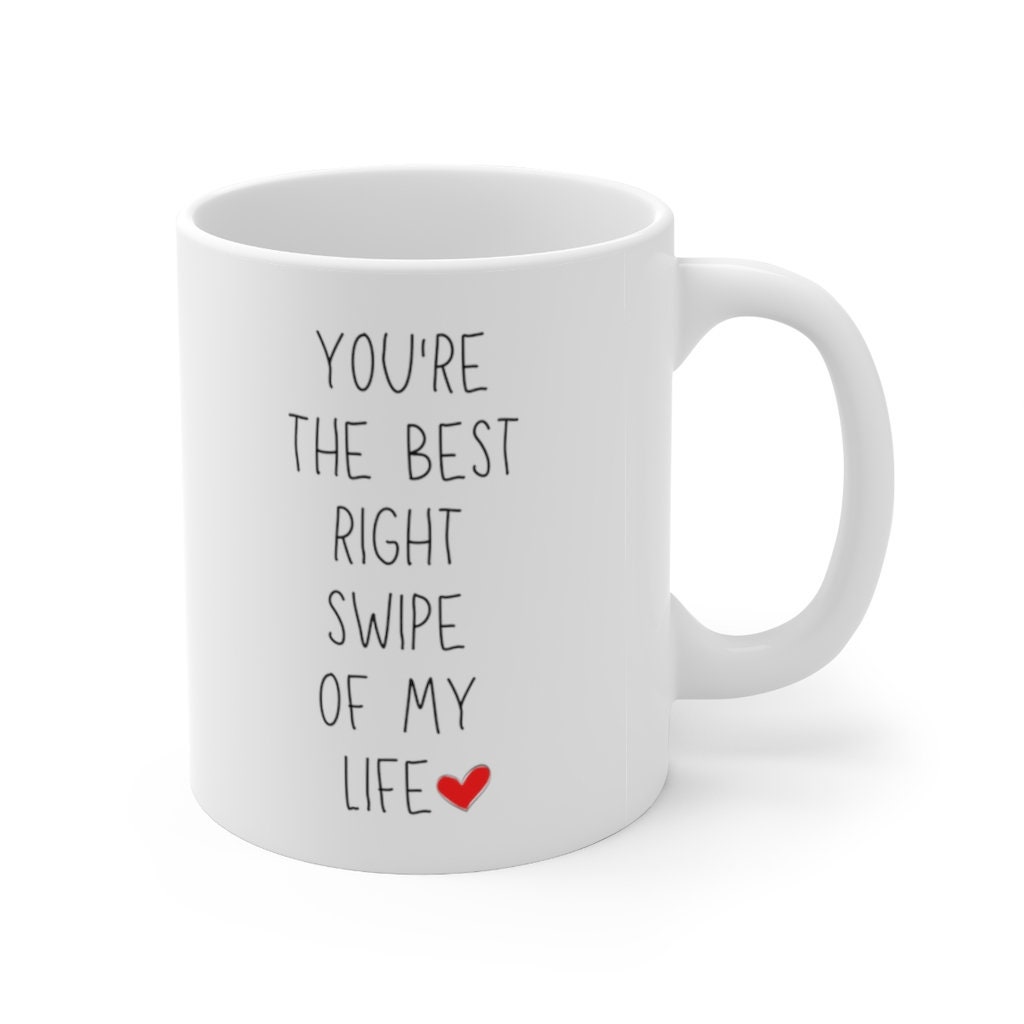Witte Bedruk King Gouden Glitter Mok 'Best Right Swipe' Met Hart Romantisch Grappig Liefdescadeau