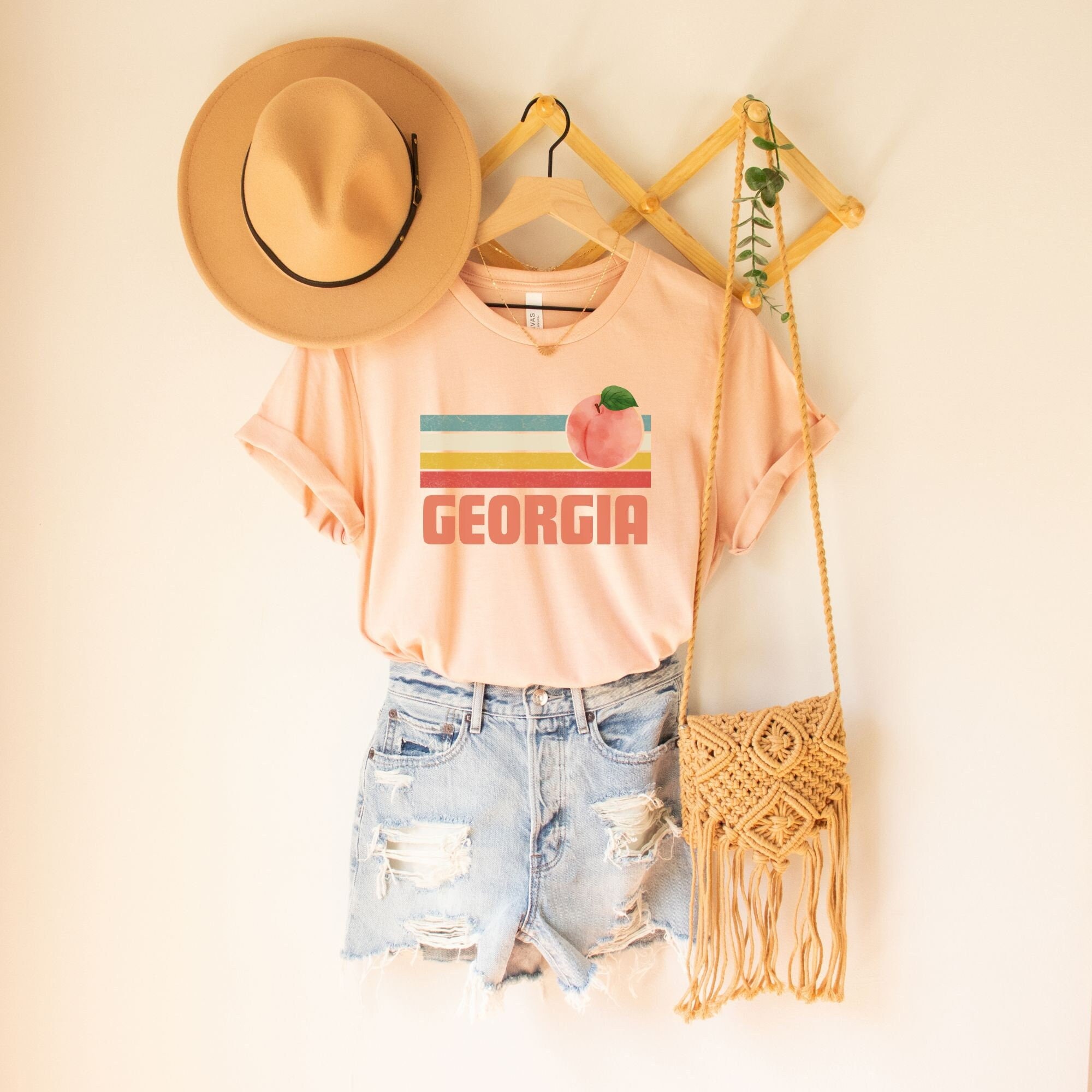 Georgia Peach Shirt, Georgia Retro Sunset Shirt, Atlanta GA Gift, Moving To Georgia Gift, The Peach State, Georgia Shirts For Women And Men