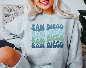 Groovy San Diego Sweatshirt, Southern California Gift, San Diego Shirt, Retro California Sweater, Aesthetic Beach Sweatshirt, San Diego CA