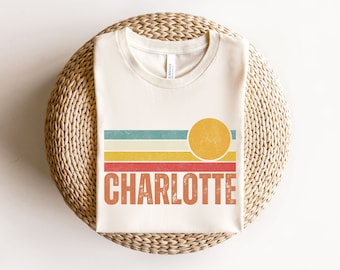 Charlotte Retro Sunset Shirt North Carolina T-Shirt Charlotte Girls Trip Tshirt College Tshirt University Tees Charlotte NC City Apparel