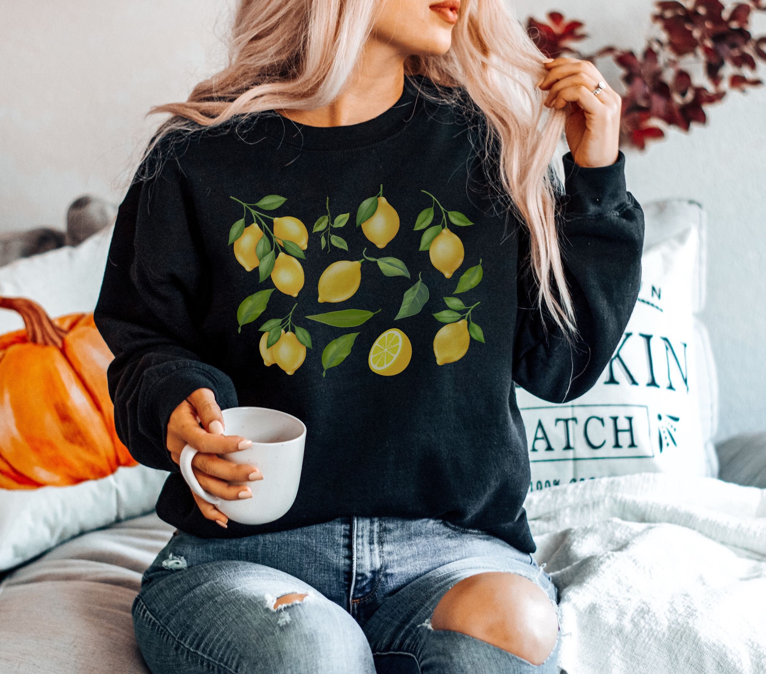 Lemon Sweatshirt, Citrus Fruit Sweater, Sour Shirt, Lemon Graphic