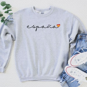 Espana Sweatshirt, Spain Crewneck Sweatshirt, Spanish Shirt, Spain Flag Shirt, Espana Shirt, Spain Travel Sweater, Barcelona Madrid Gift Sport Grey