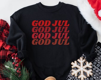 Sudadera God Jul, Camisa de Navidad sueca, Suéter navideño noruego, Sudadera navideña escandinava, Ropa nórdica, Regalo de Suecia