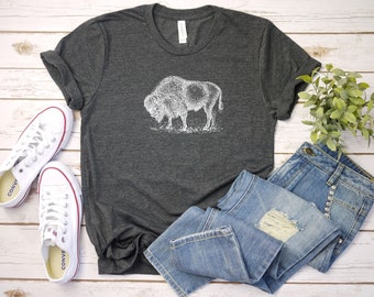Bison Shirt, Bison T Shirt, Buffalo Shirt, Wyoming Shirt, Bison, Womens Buffalo Shirt, Buffalo t shirt, Wyoming, Bison Gift, Buffalo Gift