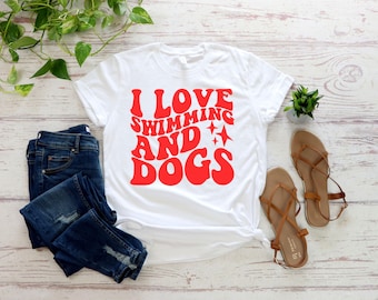 I Love Swimming and Dogs Unisex T-Shirt, Dog Lover Swim Gift