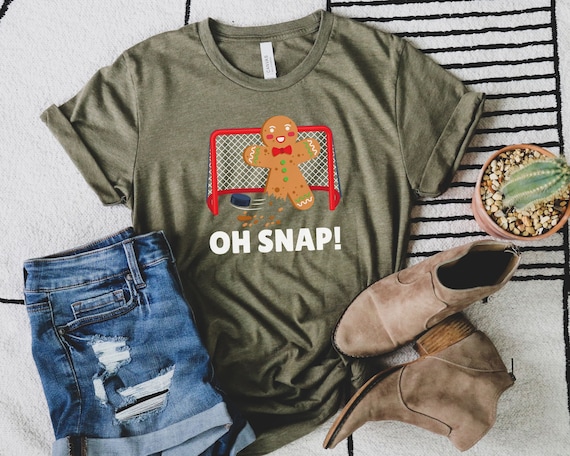 Christmas Hockey Shirt, Funny Hockey Lover Gift, Gingerbread Man Shirt, Matching Family Holiday Shirt, Hockey Mom Tshirt, Hockey Player Gift