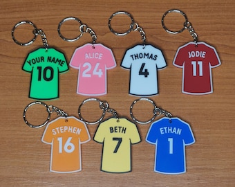 Personalized Football Shirt Keychain: Custom Name & Number Gift