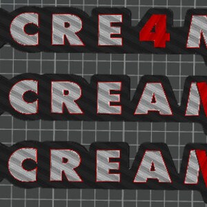 May include: Three images of the word "SCREAM" in black with a red outline and a grey striped pattern. The first image has a red "4" in place of the "A". The second and third images have a red "V" in place of the "A".