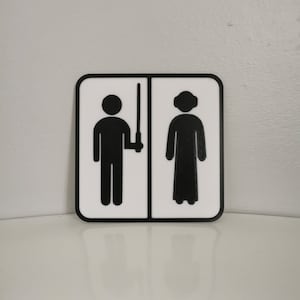 Princesse et Jedi Funny Comedy Toilet Sign - Humour - Man cave - Salle de bain - Nouveauté