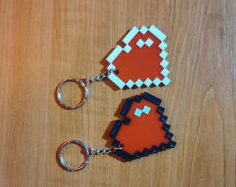 8 Bit Heart Keyring - Valentines - Gamer - Gaming