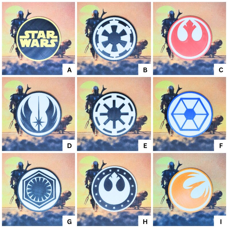Puede incluir: Nueve pegatinas redondas con tem&aacute;tica de Star Wars que presentan varios logotipos de la franquicia. Los logotipos incluyen el logotipo de Star Wars, el logotipo de la Alianza Rebelde, el logotipo del Imperio Gal&aacute;ctico, el logotipo de la Primera Orden y el logotipo de la Orden Jedi. Las pegatinas est&aacute;n impresas sobre un fondo blanco.