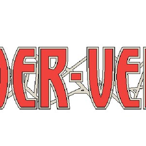 May include: Red and white logo with the text "SPIDER-VERSE" in a bold, outlined font. The "S" is stylized with a web design.