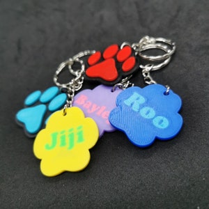 Personalised Paw keyrings - Pet owners - Animal Gifts - Customised - Wide range of colours image 1