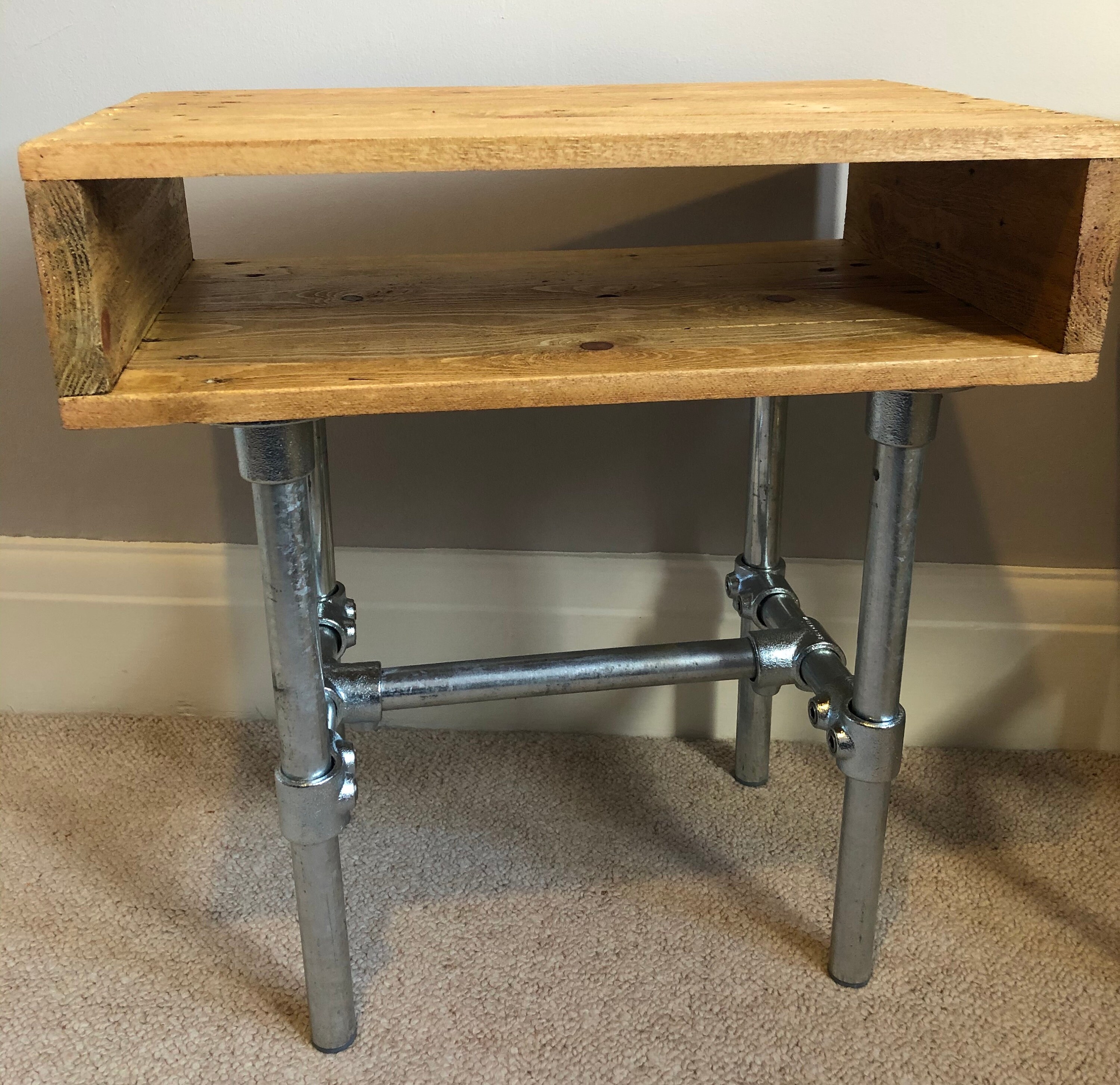 Pair of bedside/side tables with industrial tube legs Etsy