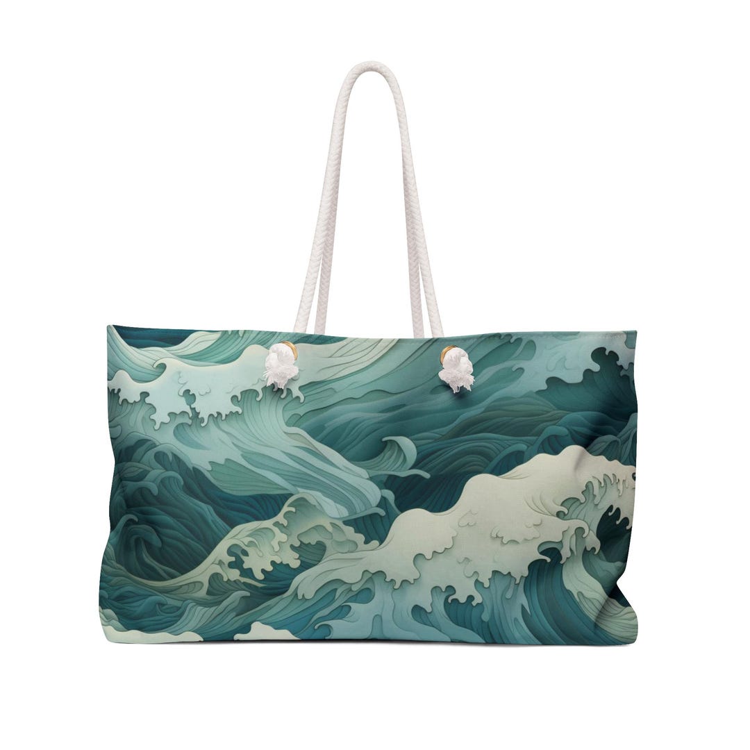 Weekender Bag Beach Days Tote Travel Bag Ocean Waves Rope Handles Large ...