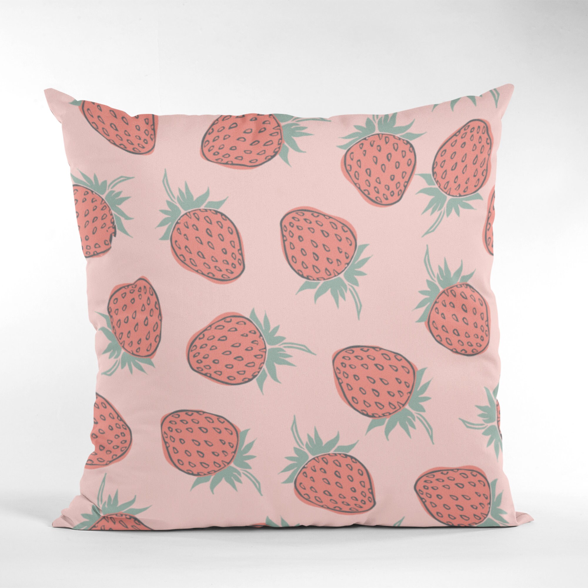 Throw Cushion Summer Decor Cute Strawberries Design Pillows Etsy UK