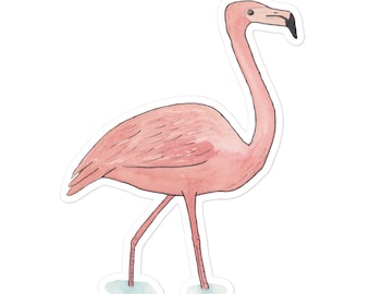 Naklejka z akwarelą przedstawiająca gatunek ptaka American Flamingo