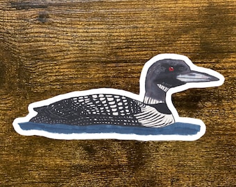 Common Loon Sticker: Watercolor Bird Art Decal