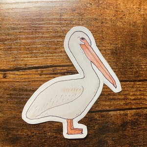 American White Pelican Decal - Arte dell'uccello acquerello - Adesivo per uccelli