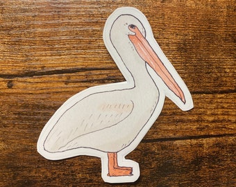 American White Pelican Decal - Arte dell'uccello acquerello - Adesivo per uccelli