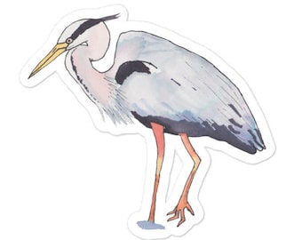 Große blaue Reiher Vogel Aufkleber - Aquarell Vogel Kunst - Vogel Aufkleber - süße Tier Aufkleber