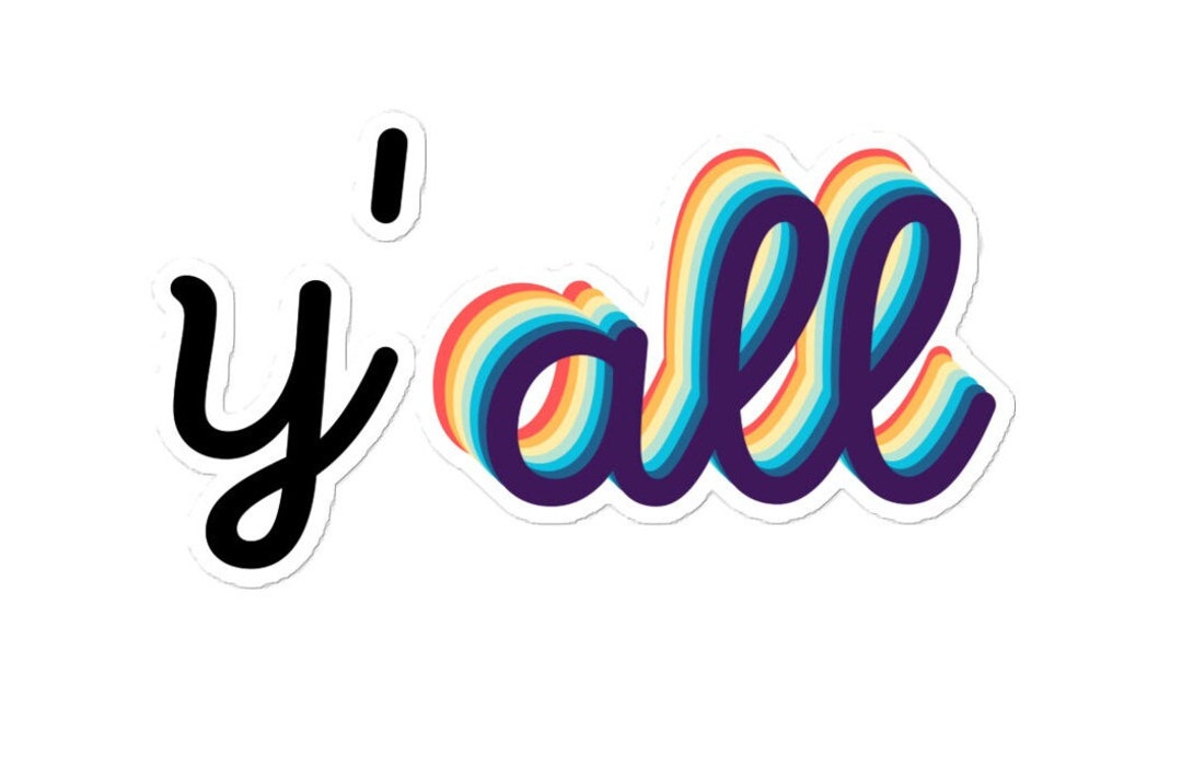 Rainbow Y'all Text Decal - Etsy