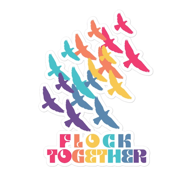 Flock together - rainbow birds decal