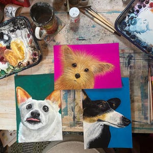 Custom 8x10” physical gouache pet portrait - hand painted - computers NEVER involved in process - art commission