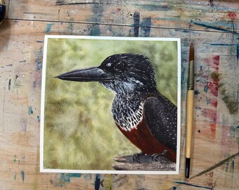 Kingfisher  painting 8x8” giclee print