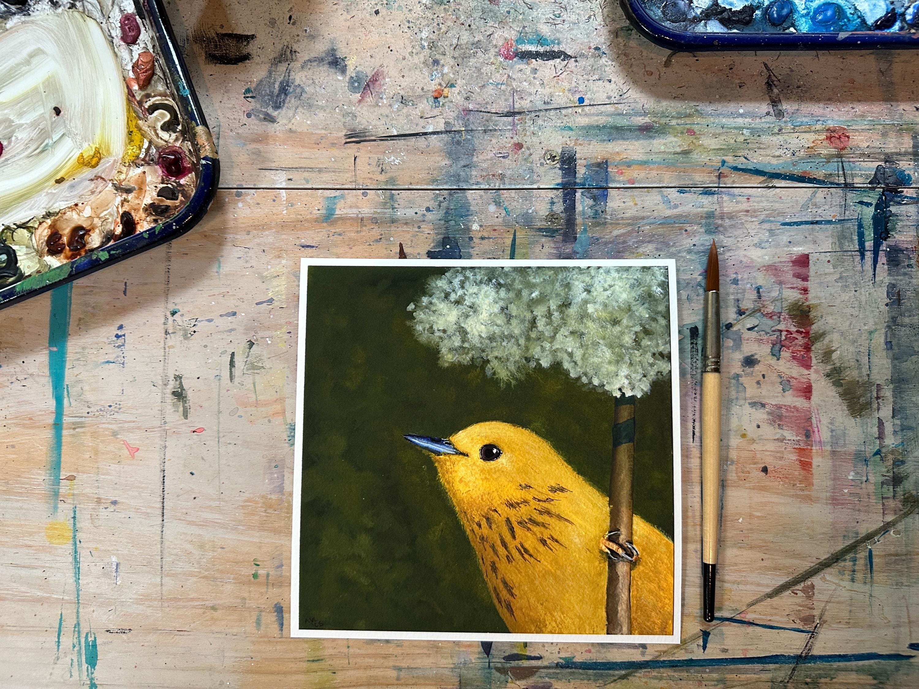 キイロアメリカムシクイの緑の絵画 8x8インチ ジクレープリント - Etsy