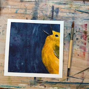 Yellow warbler painting 8x8” giclee print