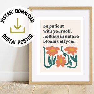 Be Patient With Yourself | Therapy Office Poster | Mental Health Print | Downloadable Print | Printable | Colorful Print | Kids Room Print