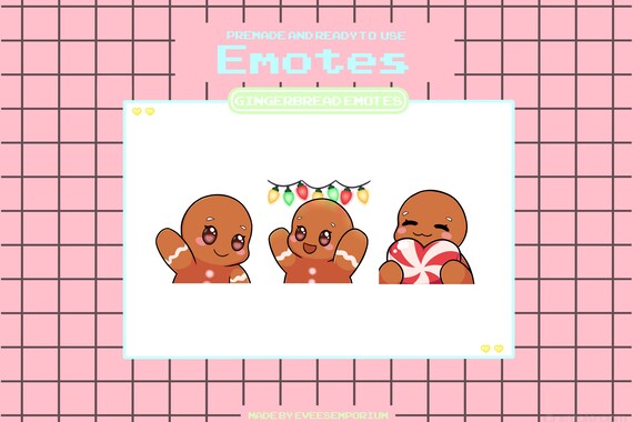 Cute Gingerbread Man Emotes / Emojis for Twitch Streamers | Etsy