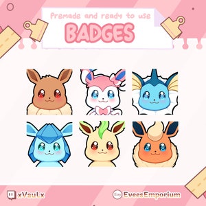 Cute eeveelution sub badges / bit badges For twitch streamers, youtubers, discord - instant digital download