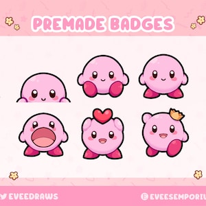 Cute kirby sub badges / bit badges For twitch streamers, youtubers, discord - instant digital download, cute twitch badges, aesthetic