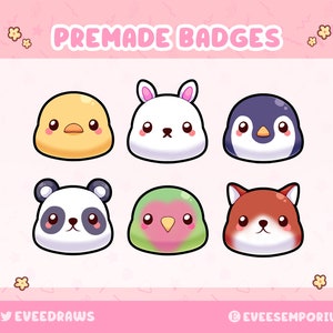 cute animal sub badges / bit badges For twitch streamers, youtubers, discord - instant digital download, bird, bunny, panda, penguin +