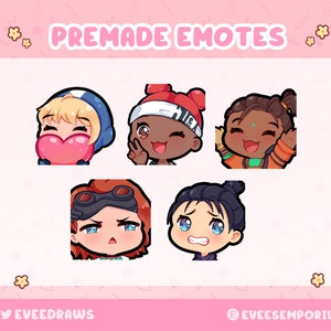 Cute Apex Legends emotes / Emojis For twitch streamers, youtubers, discord- instant digital download, Wraith, loba, lifeline, wattson emotes