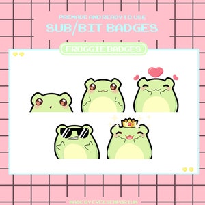 cute frog sub badges /bit badges For twitch streamers, youtubers, discord - instant digital download, - cute frog froggie sub/loyalty Badges