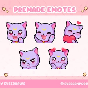 Cute Sailor moon cat emotes / Emojis For twitch streamers, youtubers, discord- instant digital download Cute twitch emotes