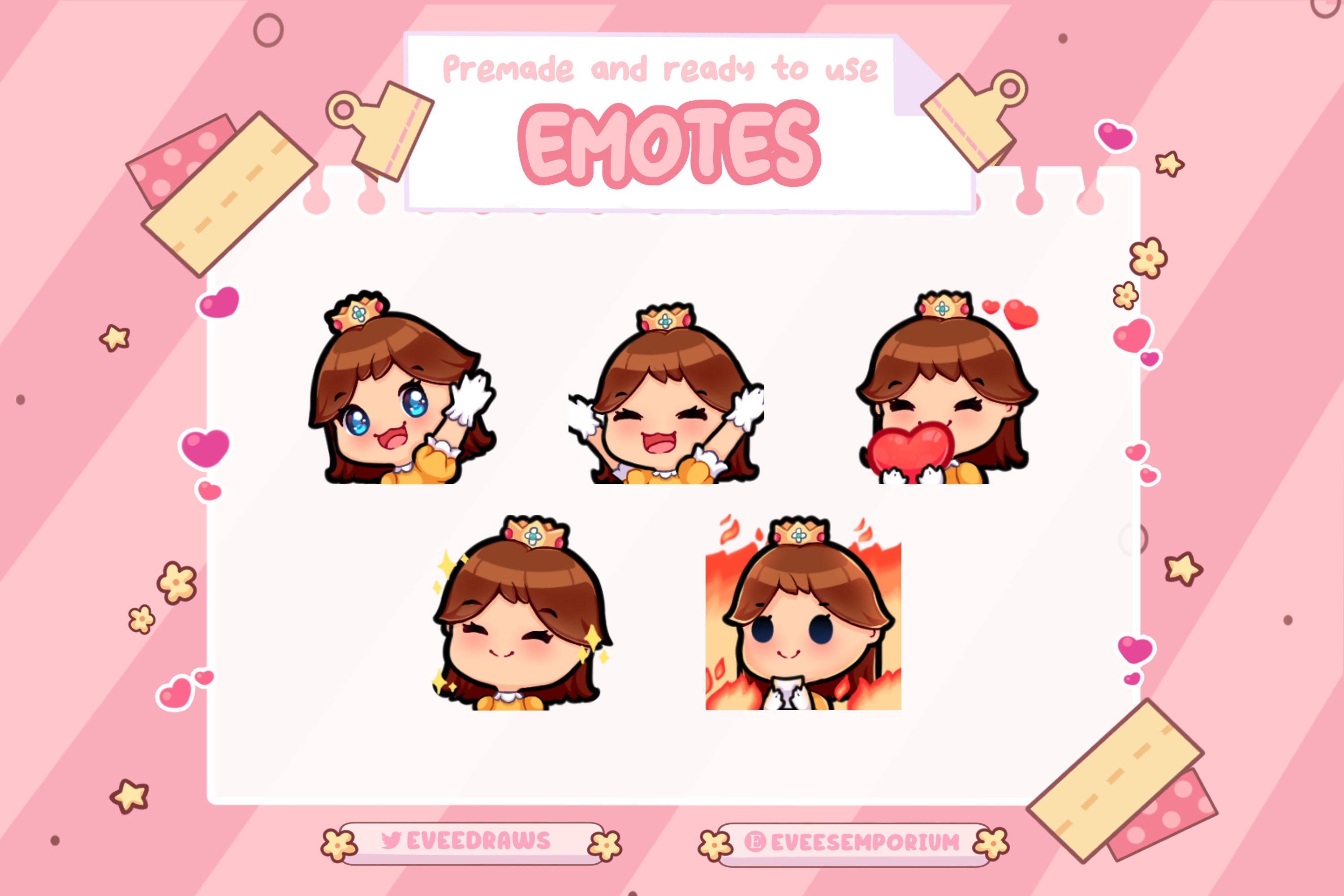 Cute Princess Daisy Emotes / Emojis for Twitch Streamers Etsy Canada