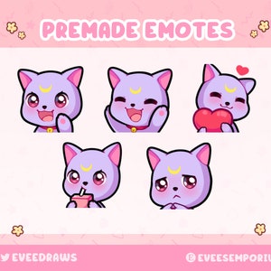 Cute Sailor moon cat emotes / Emojis For twitch streamers, youtubers, discord- instant digital download Cute twitch emotes