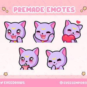 Cute Sailor moon cat emotes / Emojis For twitch streamers, youtubers, discord- instant digital download Cute twitch emotes