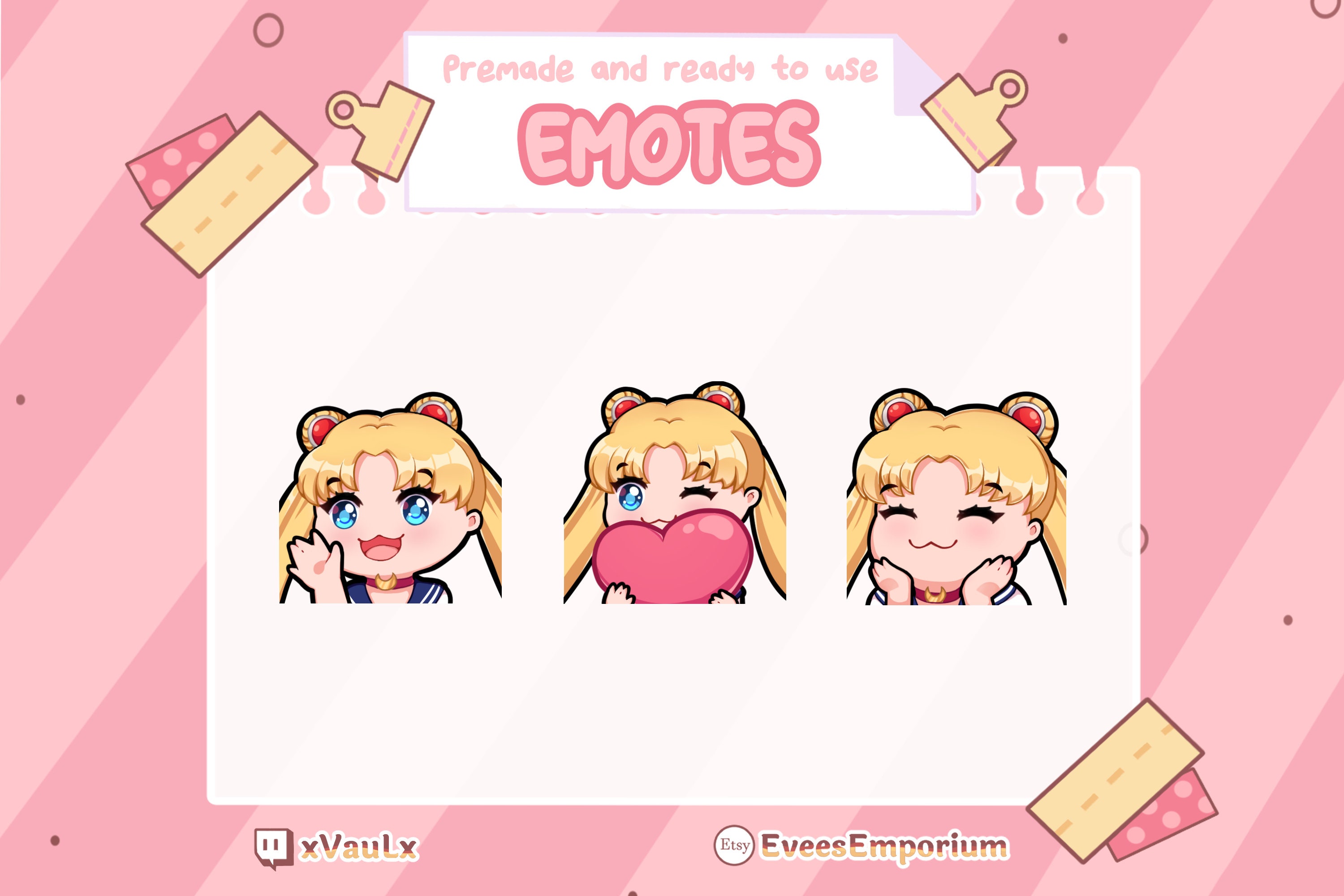 Cute Sailor Moon Emotes / Emojis for Twitch Streamers Etsy Australia