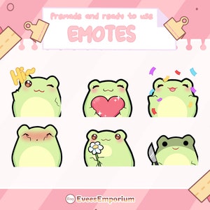 Cute frog Emotes / Emojis For twitch streamers, youtubers, discord - instant digital download, froggie, wave, blush, shy, knife, hype, heart