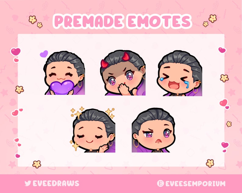 Cute Reyna Emotes / Emojis for Twitch Streamers, Youtubers, Discord