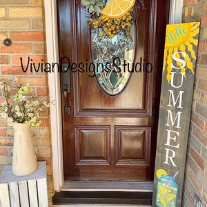 Hello Summer Lemonade Porch Leaner ,Summer sign ,Summer porch sign summer wood sign ,Wood sign front porch,Welcome Summer lemon.